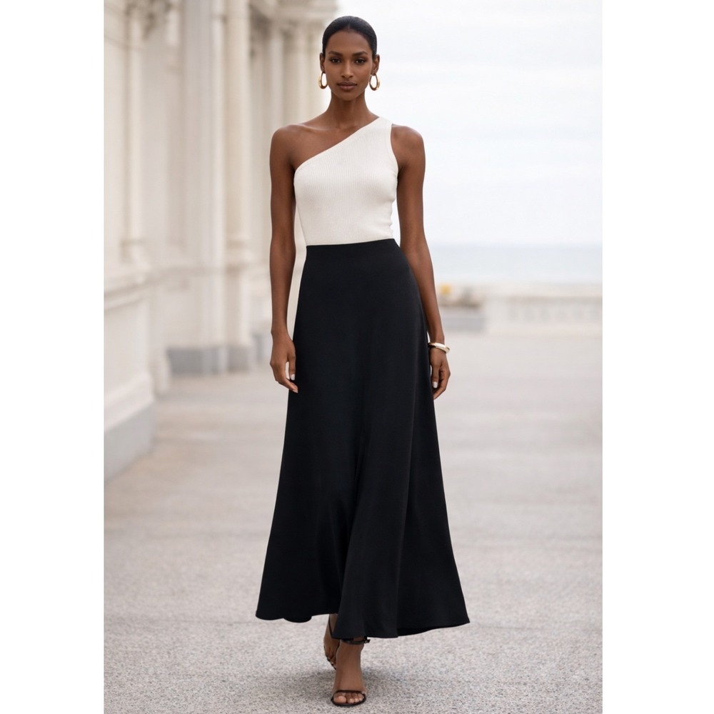 Vintage Koji Yohji Black Maxi Skirt Minimalist A-Line Floor Length Sz 3 Academia